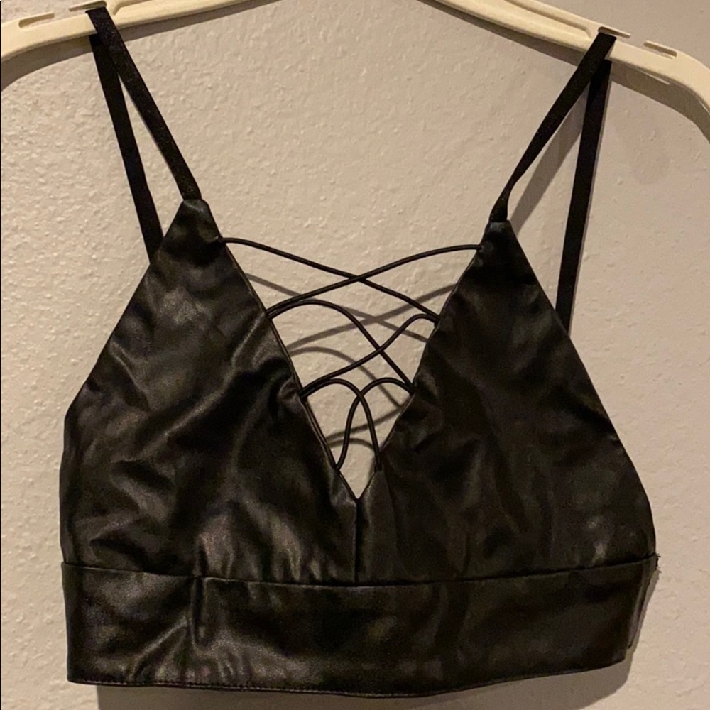 Night Out Leather Crop Tank